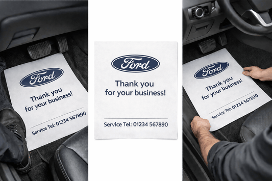 Branded Paper Floor Mats - Myers Motor Merchandise