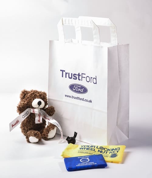 Custom Paper Bag, Personalised Teddy & Locking Wheel Nut Bag