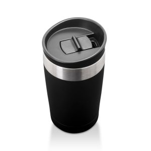 black travel mug