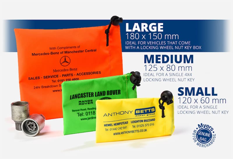 Locking Wheel Nut Bags - Printed - Myers Motor Merchandise