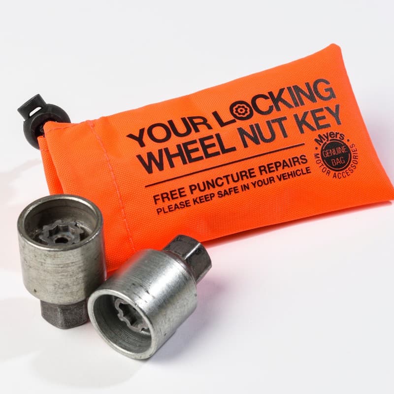 bright orange locking wheel nut key bag